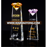 Optical Glass Classics Clear Crystal Diamond Trophy For Souvenir Gifts