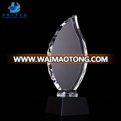 Factory Wholesale Flame Shape Crystal Trophy Plaque With Base