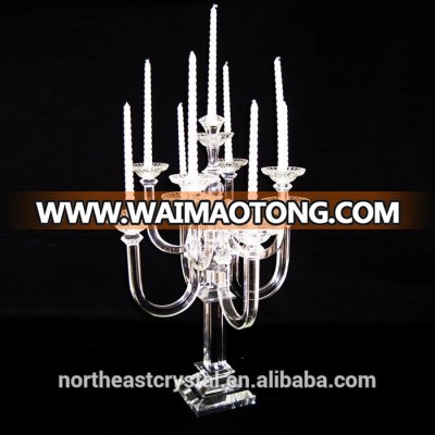 9 Arms Clear Glass Candelabra for Wedding Centerpieces Decoration crystal Candelabra