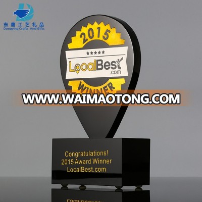 Manufacturer sale black crystal trophy engraved carved award with base