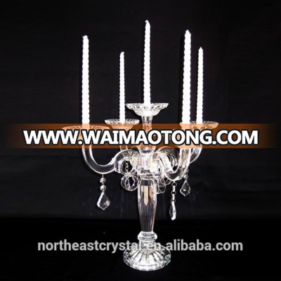 5 Arms Crystal Table Top Candelabra for Wedding Decoration