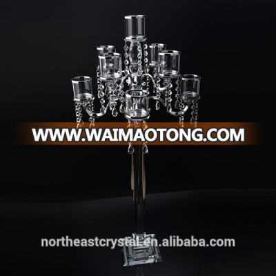 China Factory Wholesale Home Decoration Clear Crystal Luxurious Candle Holder For Wedding